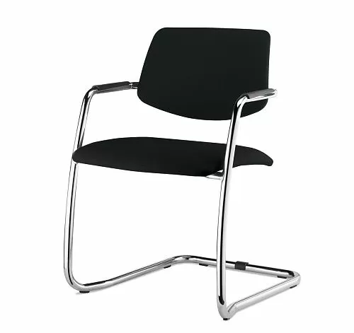 УРБАН/URBAN Кресло на полозьях, кожа ЧЕРНЫЙ/ХРОМ