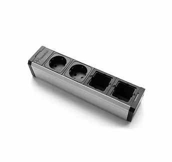 ВЕРСАПРО/VERSAPRO Розеточный блок АЛЮМИНИЙ/ЧЕРНЫЙ