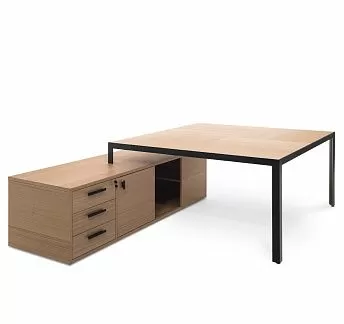 ЭНЦО/ENZO Стол квадратный/оп.тумба СВ.ЭВКАЛИПТ/ЧЕРНЫЙ