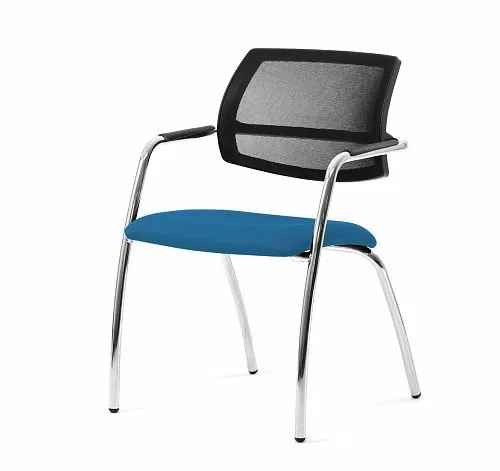 УРБАН-СЕТКА/URBAN-MESH Кресло 4 опоры ткан ГОЛУБОЙ/ХРОМ