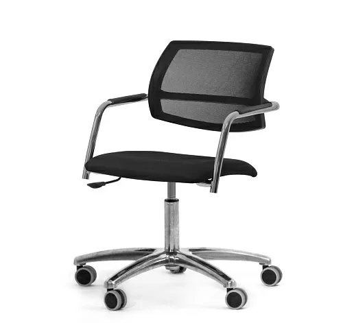 УРБАН-СЕТКА/URBAN-MESH Кресло крест, ткань ЧЕРНЫЙ/ХРОМ