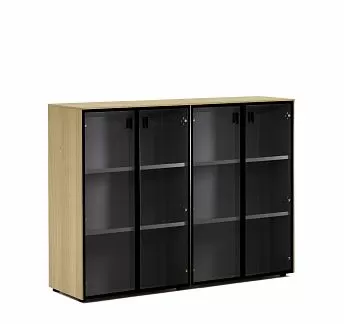 ЭНЦО/ENZO Шкаф-витрина в.120, 4 дв СВ.ЭВКАЛИПТ/ЧЕРНЫЙ