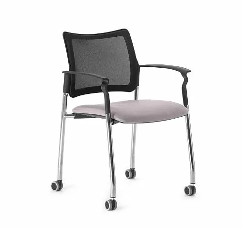 ПИНКО-СЕТКА/PINKO-MESH Кресло на кол, подл ЧЕРН/СЕРЫЙ/ХРОМ