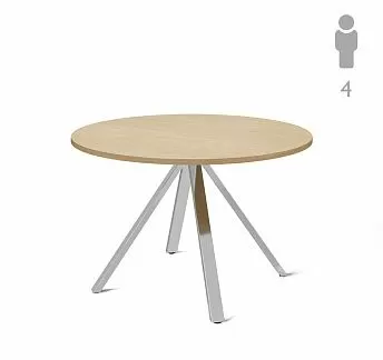 ЭКЗЕ/EXE Стол д/перег. круглый Хром ДУБ СВЕТЛЫЙ/ХРОМ