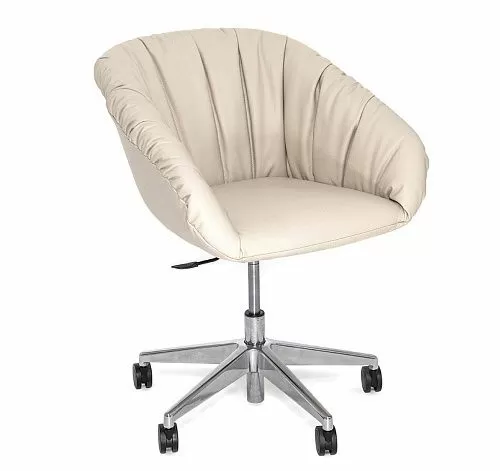 АЛМА МЯГК/ALMA SOFT Кресло посет, 5-луч БЕЖЕВЫЙ/КОЖА