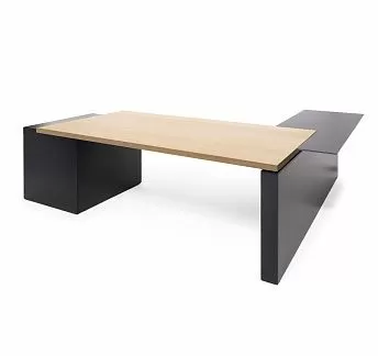 РЕНЦ/RENZ Стол письм.тумб+лев.прист СВ.ЭВКАЛИПТ/ЧЕРНЫЙ