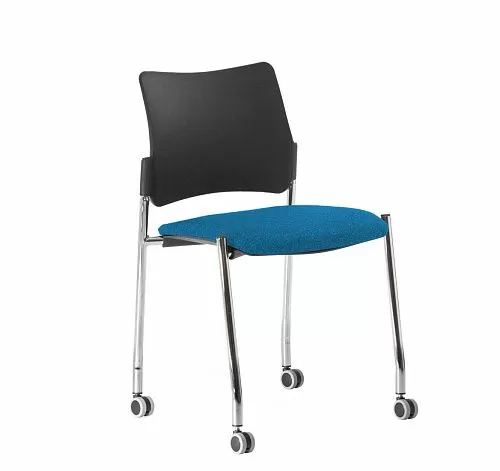 ПИНКО/PINKO Кресло на колесах б/подл ЧЕРН/ГОЛУБОЙ/ХРОМ