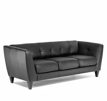 ВОЛЬТА/VOLTA Диван 3-мест кожзам+кожа ЧЕРНЫЙ/КОЖА