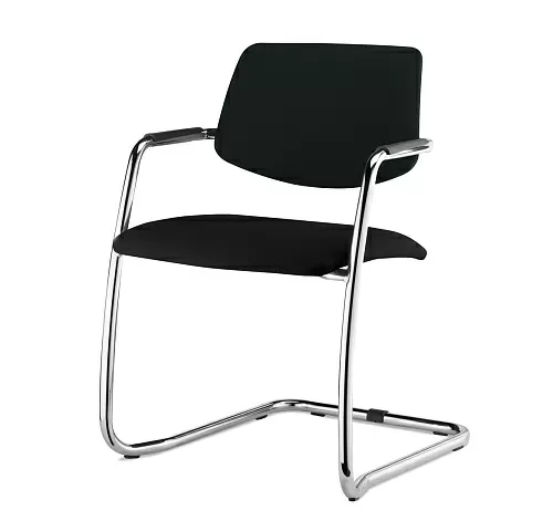 УРБАН/URBAN Кресло полозья, ткань ЧЕРНЫЙ/ХРОМ