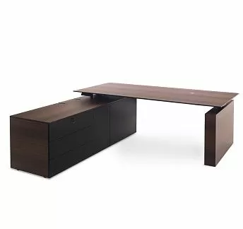 ТЕСЛА/TESLA Стол письм. с тумбой SX ЭВКАЛИПТ МОРЕН/ЧЕРН