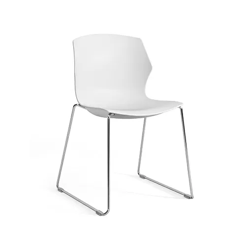 СОЛЕ/SOLE Кресло пластик салазки БЕЛЫЙ/ХРОМ