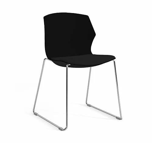 СОЛЕ/SOLE Кресло пластик,сиденье тк ЧЕРН/ЧЕРНЫЙ/ХРОМ