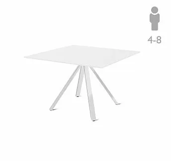 АНКОНА/ANCONA Стол д/переговоров кв БЕЛЫЙ/ХРОМ