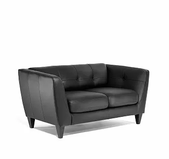 ВОЛЬТА/VOLTA Диван 2-мест кожзам+кожа ЧЕРНЫЙ/КОЖА