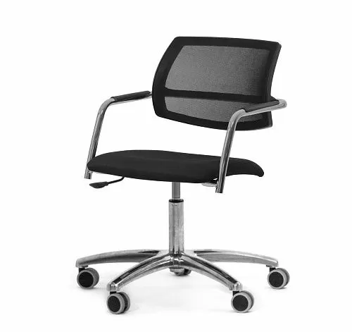 УРБАН-СЕТКА/URBAN-MESH Кресло крест, кожа ЧЕРНЫЙ/ХРОМ