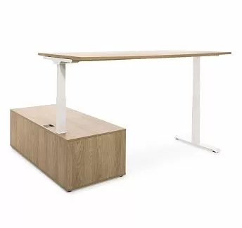 СКИД/SKID Стол на опорной тумбе П* ГИКОРИ/БЕЛЫЙ