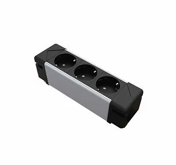 АНДЕР ДЭСК/UNDER DESK Блок из 3 розеток ЧЕРНЫЙ/АЛЮМ