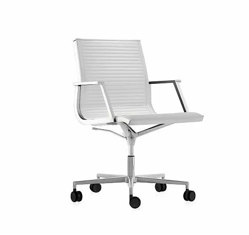 НУЛИТ/Б/NULITE/B Кресло кожа хром БЕЛЫЙ