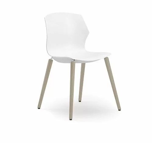 СОЛЕ/SOLE Кресло пластик 4бук БЕЛЫЙ/БУК