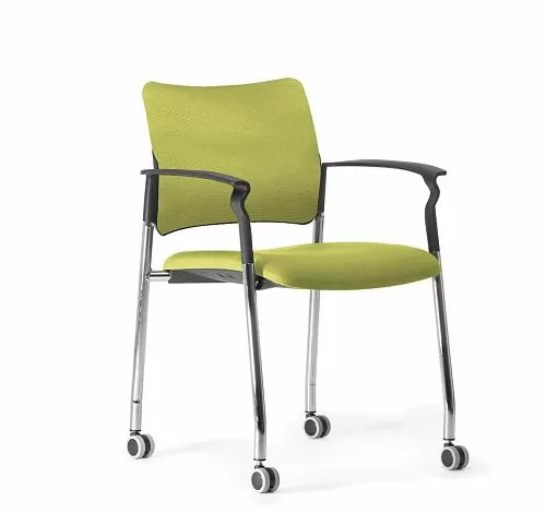 ПИНКО/PINKO Кресло обитое,на колесах ЧЕРНЫЙ/ЗЕЛЕНЫЙ/ХРОМ