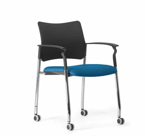 ПИНКО/PINKO Кресло на колесах, подл ЧЕРН/ГОЛУБОЙ/ХРОМ