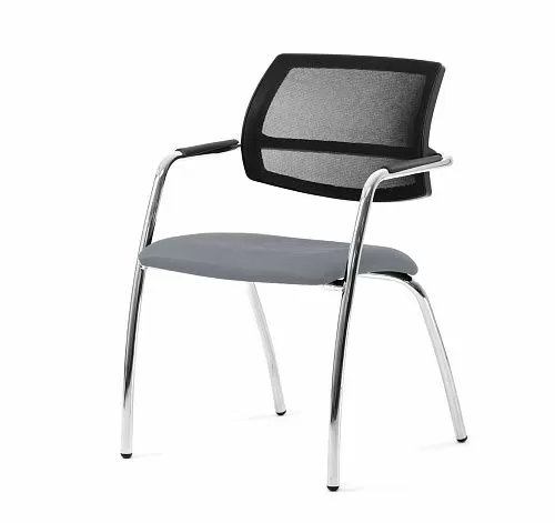 УРБАН-СЕТКА/URBAN-MESH Кресло 4 опоры ткан СЕРЫЙ/ХРОМ