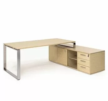 ЭКЗЕ/EXE Стол на оп.тумбе  189,прав ДУБ СВЕТЛЫЙ/ХРОМ