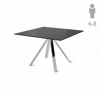 АНКОНА/ANCONA Стол д/переговоров кв ЧЕРНЫЙ/ХРОМ