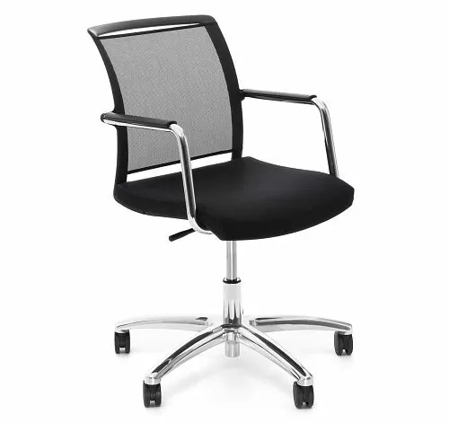 МАГНА/MAGNA Кресло,5-луч, колеса ЧЕРНЫЙ/КОЖА