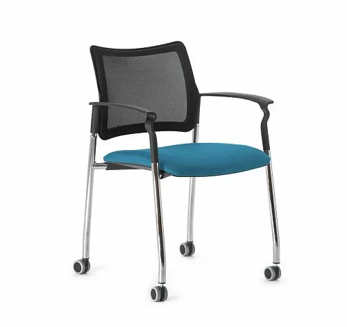 ПИНКО-СЕТКА/PINKO-MESH Кресло на кол, подл ЧЕРН/ГОЛУБОЙ/ХРОМ