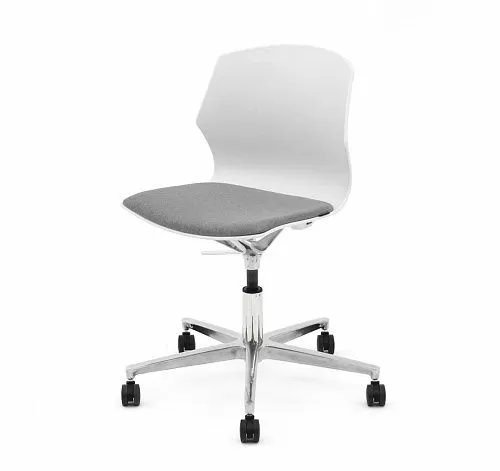 СОЛЕ/SOLE Кресло конфенц ткань БЕЛЫЙ/СЕРЫЙ/ХРОМ
