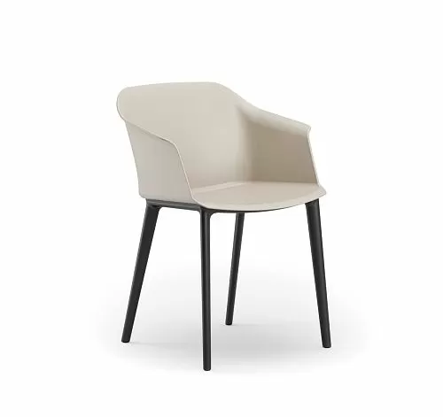 КОРФУ/CORFU Кресло пластик 2цв БЕЖЕВЫЙ-АНТРАЦ