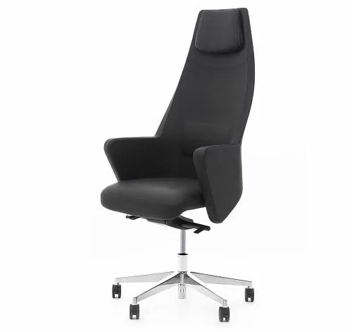 ГРЭЙС/А/GRACE/A Кресло руководителя ЧЕРНЫЙ/КОЖА