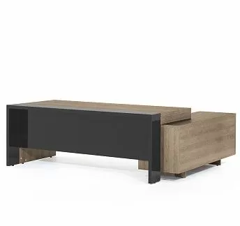 ЛАВА/LAVA Стол на опорной тумбе 203 ГАВАНА/СЕРЫЙ ГЛЯНЕЦ