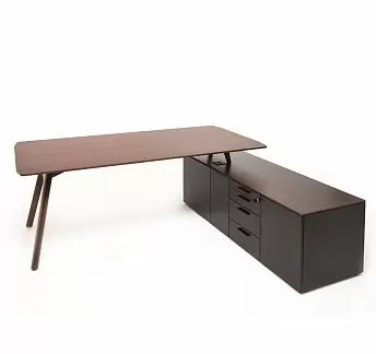 РЭЙЛ/RAIL Стол письмен. на оп.тумбе ДУБ ТАБАК/ЧЕРНЫЙ