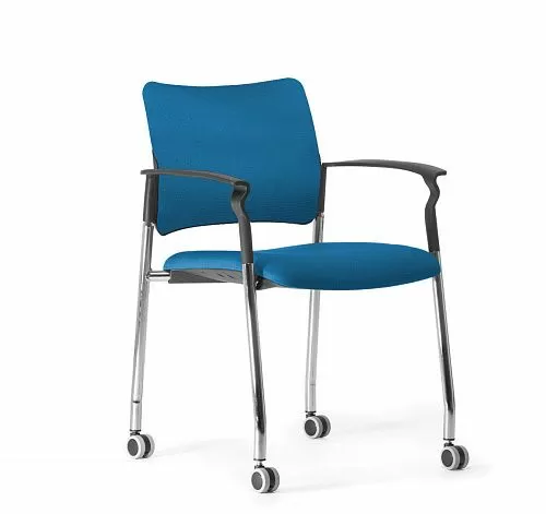 ПИНКО/PINKO Кресло обитое,на колесах ЧЕРН/ГОЛУБОЙ/ХРОМ