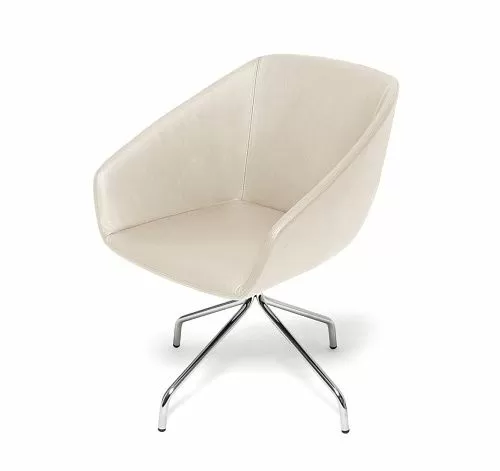 АЛМА/ALMA Кресло посет., металл БЕЖЕВЫЙ/КОЖА