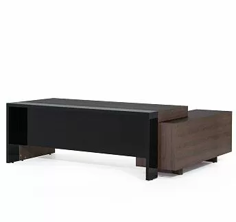 ЛАВА/LAVA Стол на опорной тумбе 203 ТАБАК/ЧЕРНЫЙ ГЛЯНЕЦ