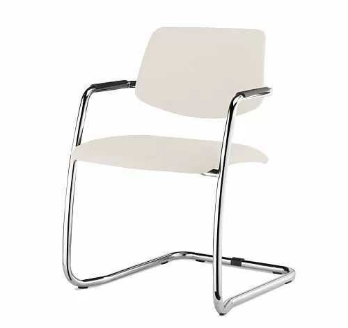 УРБАН/URBAN Кресло на полозьях, кожа БЕЖЕВЫЙ/ХРОМ