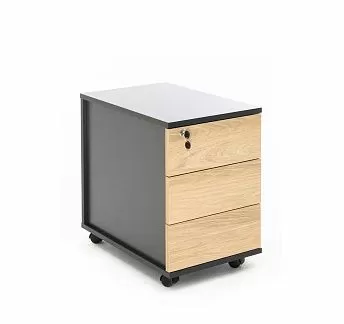 ФЛЕКС/FLEX Тумба узкая 3 ящика ГИКОРИ/ГРАФИТ