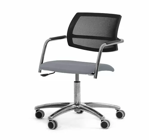 УРБАН-СЕТКА/URBAN-MESH Кресло крест, ткань СЕРЫЙ/ХРОМ