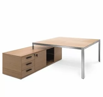 ЭНЦО/ENZO Стол квадратный/оп.тумба СВ.ЭВКАЛИПТ/ХРОМ