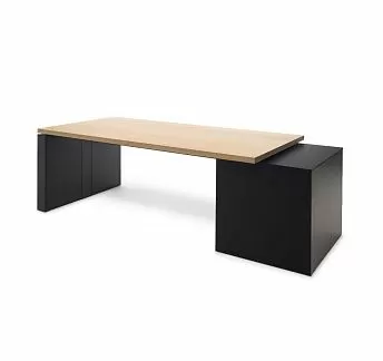 РЕНЦ/RENZ Стол письм. с оп.тумбой СВ.ЭВКАЛИПТ/ЧЕРНЫЙ