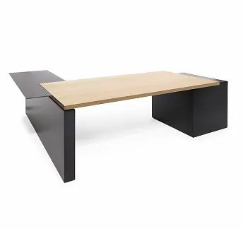 РЕНЦ/RENZ Стол письм.+тумб+пр.прист СВ.ЭВКАЛИПТ/ЧЕРНЫЙ