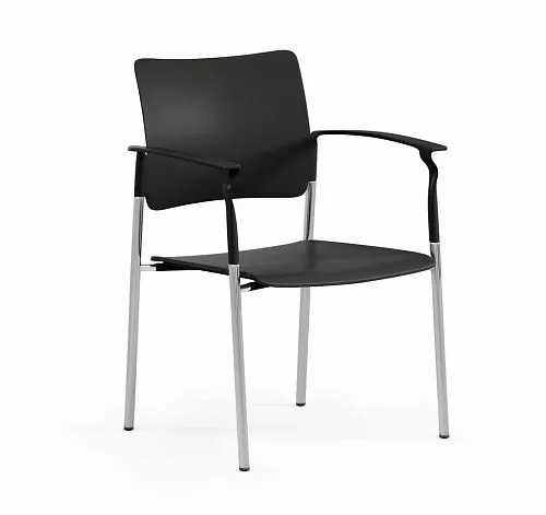 ПИНКО/PINKO Кресло пластик, 4 оп,пдл ЧЕРНЫЙ/ХРОМ